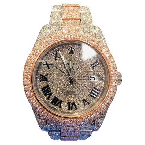 Rolex Datejust Custom Two Tone Rose Oyster Diamond Iced Out Watch ...