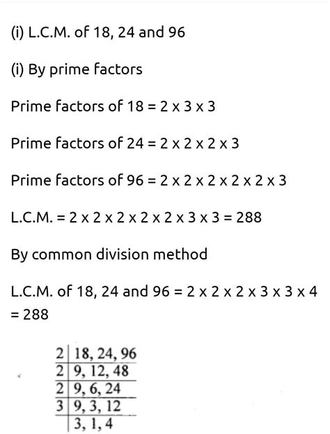 how to find the LCM by prime factorization method of 18 24 and 96 and ...