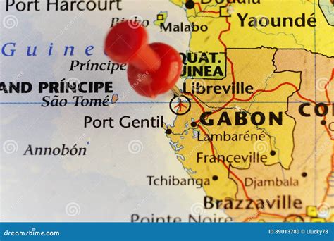 Libreville Gabon. Detailed Country Map With Location Pin On Capital City. Cartoon Vector ...
