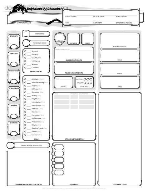 Free Dnd Character Sheet Template - Simple PDF Form
