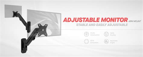 Adjustable Monitor Arm Wall Mount (Black) — CTA DIGITAL