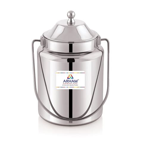 Buy ARHAM STAINLESS STEEL Barni/Akhand Barni/Jointless Milk Can/Milk ...