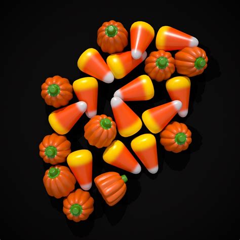 3D Halloween Candy Corn And Pumpkins - TurboSquid 2118588