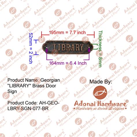 Best Georgian "LIBRARY" Brass Door Sign - Adonai Hardware