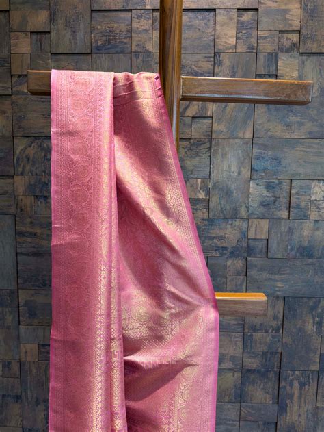 Rose Pink Golden Zari Kanjivaram Silk Saree – House of Vardha