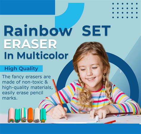 Rainbow and Unicorn Erasers for Kids – Colorful Pencil Erasers for Kid ...