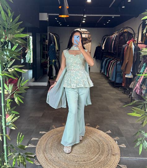 Pastel Green Color Plazo Top Co ord set – Ville Fashions