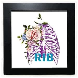 no/no Rib Thoracic Body With Flowers Black Square Frame Picture Wall ...