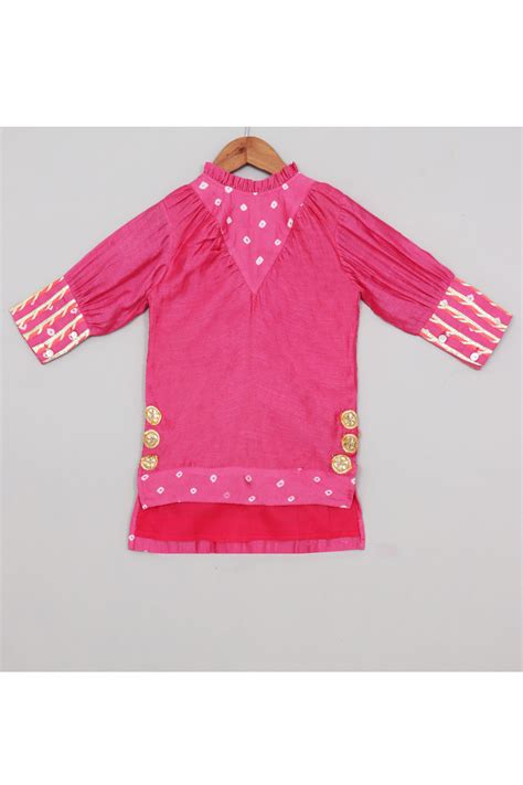Pink Floral Embroidered And Gota Detailing Detailing Puff Sleeves Dres ...