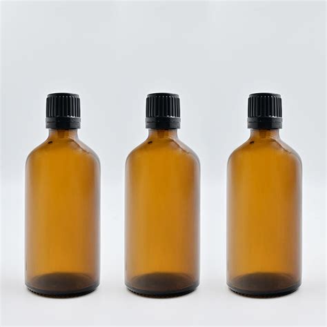 Happy Packaging 100ML Amber Round Empty Glass Bottle |Euro Plug | Black ...