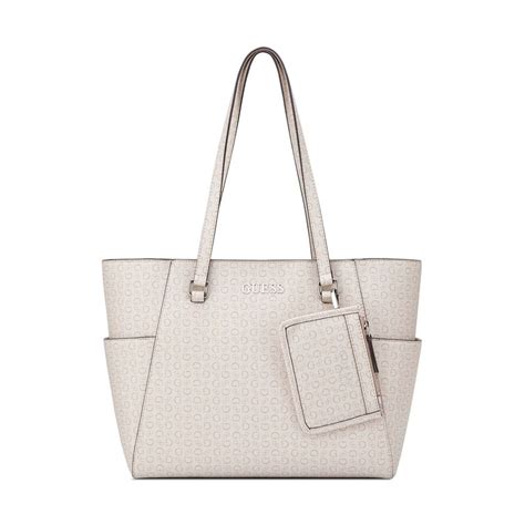 Buy Guess Women Off White Printed Granby Tote Bag with Pouch Online