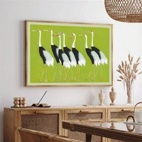 1pc Gift Japanese Crane Bird Posters Canvas Painting Print Vintage Wall ...