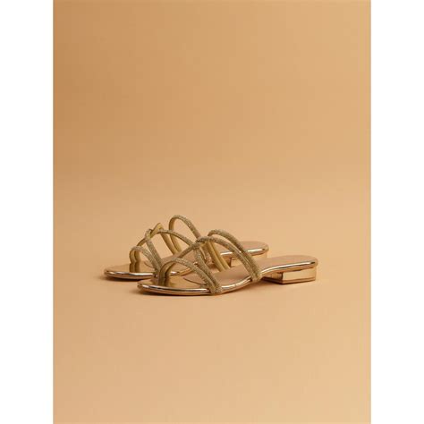 Buy Eridani Amber Gold Embellished Flats Online