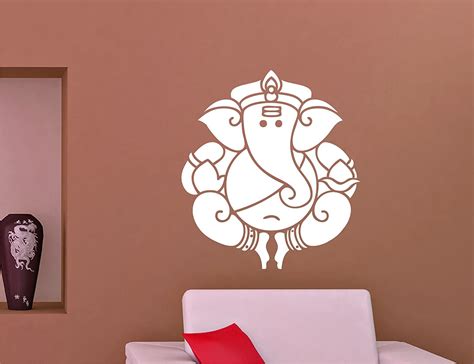 Lord Ganesha White Wall Decal and Sticker Size(59*65)cm : Amazon.in ...