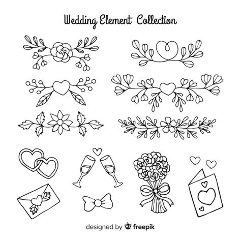Hochzeit Elementsammlung | Kostenlose Vektor