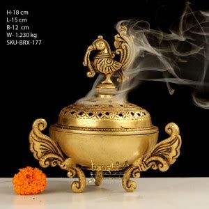 Banshi Handicrafts and Arts 7"BRASS PEACOCK DHUNI, Incense Holder ...