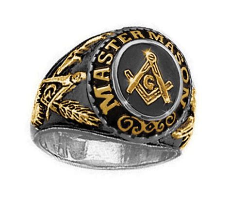 Buy Masonic Rings for Men - Duo Tone Gold and Steel Color Freemason ...