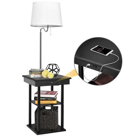 Gymax Living Room Combo: Modern Floor Lamp End Table with USB Ports ...
