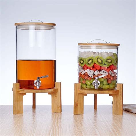 透明玻璃泡酒瓶带龙头甜品台冷水饮料桶柠檬果汁罐可乐桶水果容器-淘宝网