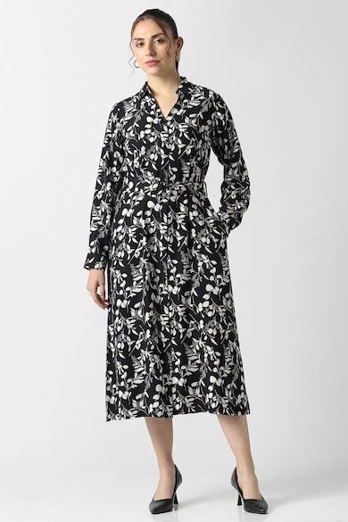 Buy Women Black Print Calf-Length Formal Dress Online - 40106257 | Van ...