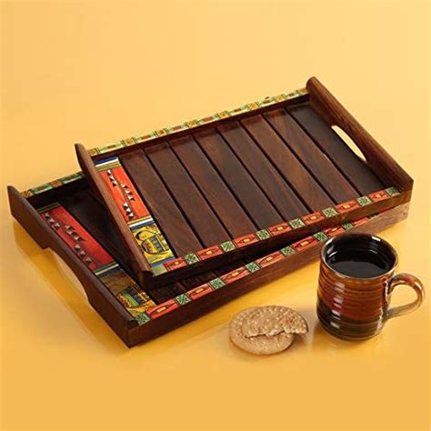 ExclusiveLane 'Madhubani' Wooden Serving Tray for Snacks (Sheesham Wood ...