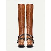 Women's Knee-High Western Riding Boots with Buckle Straps - Vintage ...