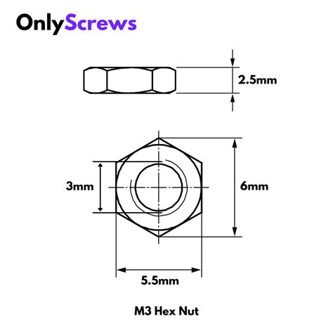 M3 Hex Nut Mild Steel with Yellow Zinc Plating(Dia. 3mm) – OnlyScrews