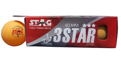 Buy Stag Three Star Table Tennis Balls, 40mm Pack of 3 (Orange) Online ...