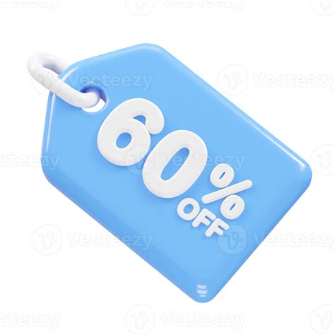 60 percent off discount sale icon 3d render illustration 34911706 PNG