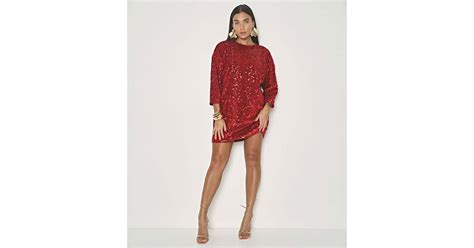 WKNDGIRL Red Sequinned Mini Dress | New Look