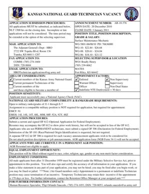 Fillable Online kansastag KANSAS NATIONAL GUARD TECHNICIAN VACANCY ...