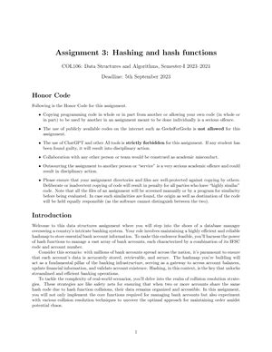 Hashing Practice Problems - Practice Sheet I: Hashing COL106: Data ...