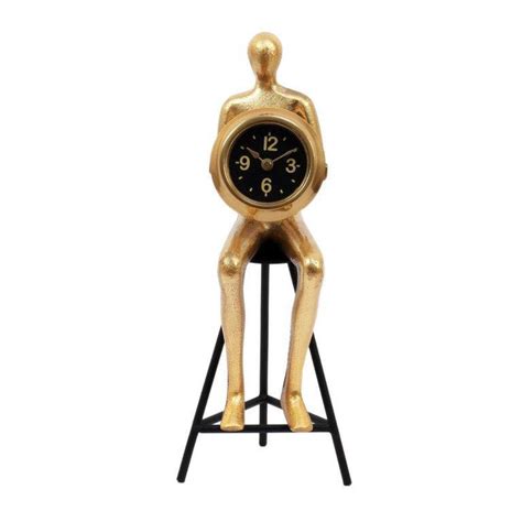 Shop Antique Black Metallic Modern Sitting Man Table Clock For Living ...