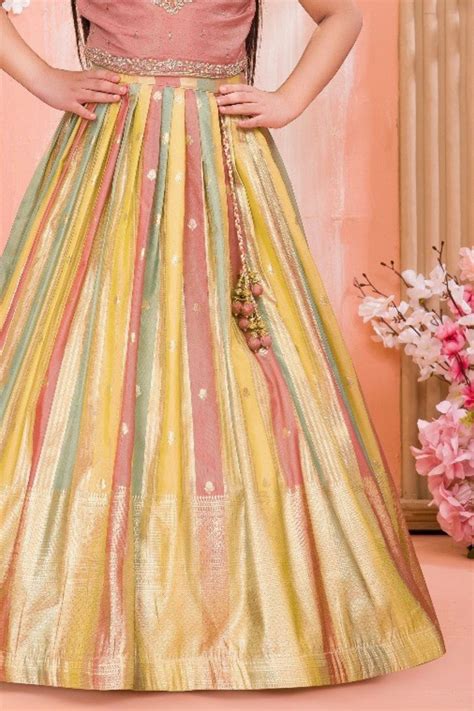 Multicolor Silk Embroidered Pattu Pavadai with Puff Sleeves For Girls ...
