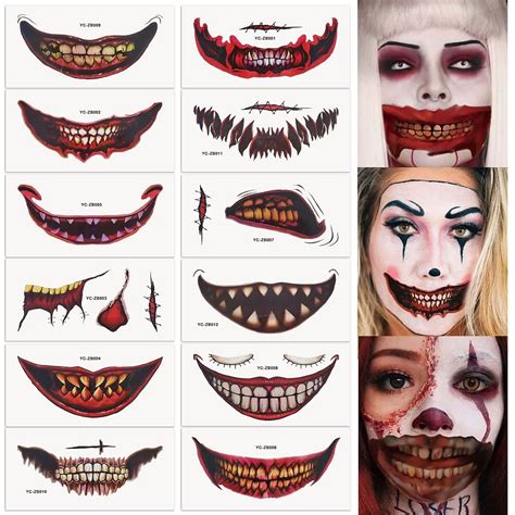 Buy 12PCS Halloween Prank Makeup Temporary Tattoo, 2022 New Adults Kids ...