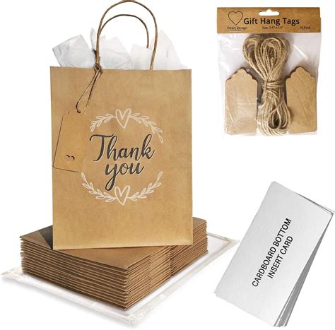 Buy ViziY Thank You Gift Bags Bulk - 50pc Kraft Brown Paper Bags with ...