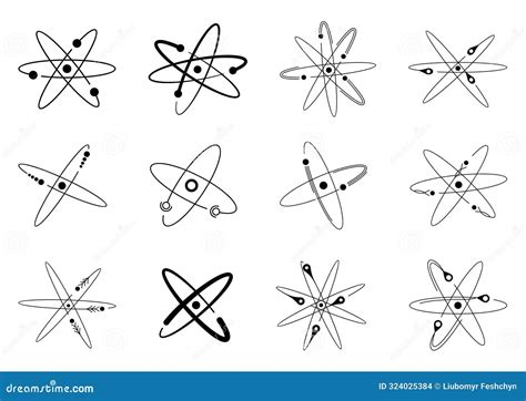 Atom Symbols Of Nuclear Energy Icon. Scientific Research And Molecular ...