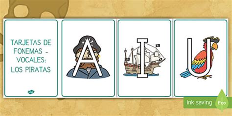 Tarjetas de fonemas - vocales: Los piratas