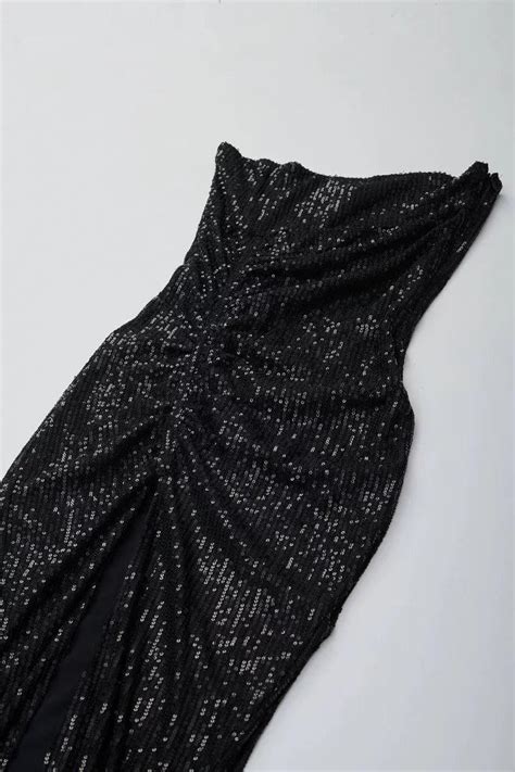 Black Sequin Off Shoulder Party Dress – Sotbella