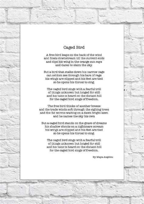Caged Bird by Maya Angelou - Inspiring Poem - Unframed Print: Amazon.co ...