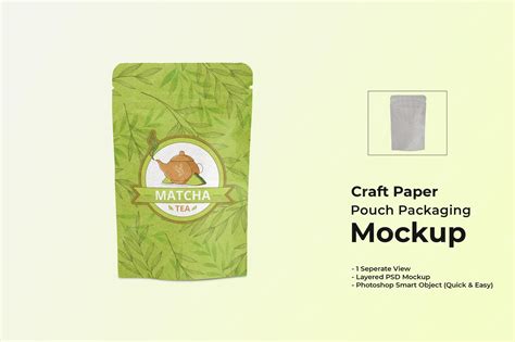 Premium PSD | Craft paper pouch packaging mockup