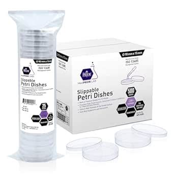 MED PRIDE Slippable Petri Dishes - Sterile Petri Dishes with Lids, 90mm ...