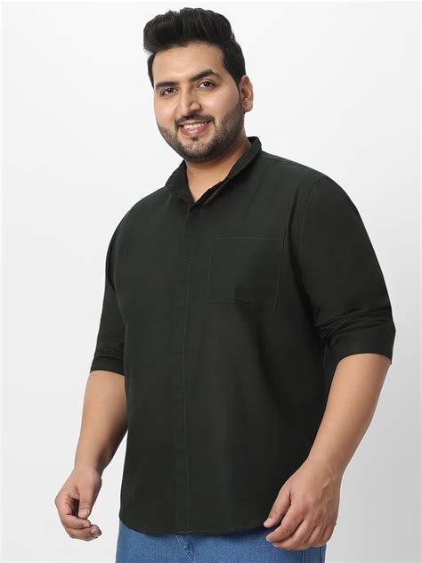 Men's Olive Cotton Full Sleeve Regular Fit Casual Solid Shirt with Ban ...