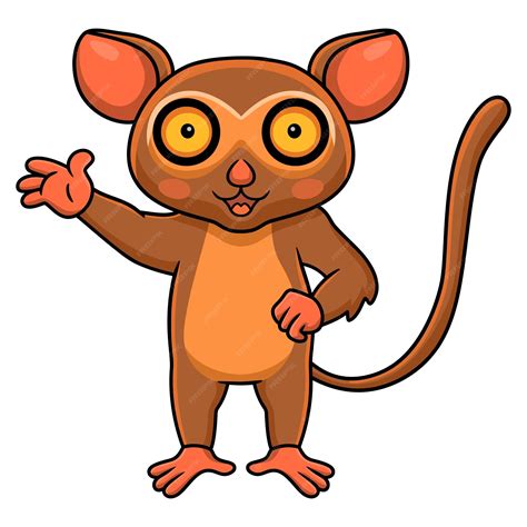 Schattige kleine spookdier cartoon zwaaiende hand | Premium Vector