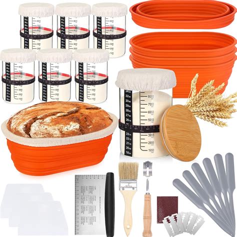 Nuogo Complete Sourdough Bread Starter Kit, 6 Pcs 34 oz Sourdough ...