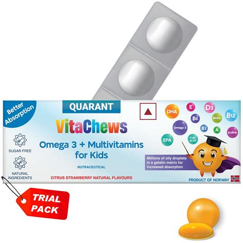 QUARANT VitaChews Omega 3 + Multivitamin Jelly for Kids Ages 2+ Years ...