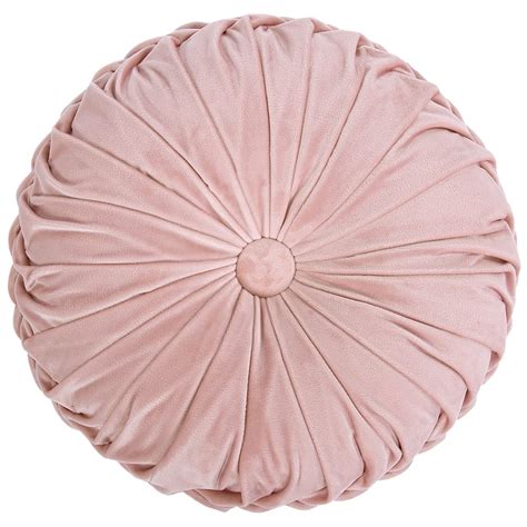 Holan Blush Pink Pleated Velvet Round Throw Pillow, 16"