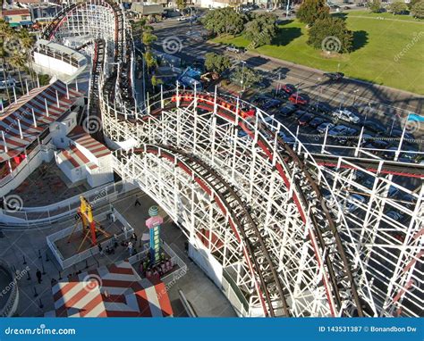 Aerial View Iconic Giant Dipper Roller Coaster in Belmont Park, San Diego, USA Editorial ...