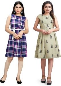 Urban Creation Women A-line Pink, Green Dress - Buy Urban Creation ...