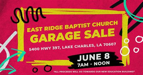 CHURCH GARAGE SALE - East Ridge Baptist Church, 5400 Hwy 397, Lake ...